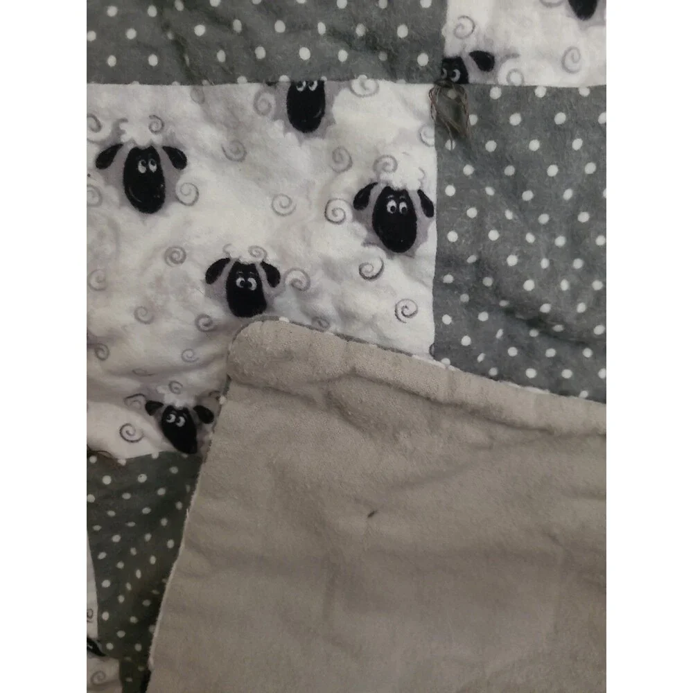 Handmade Flannel Baby Quilt Sheep 32